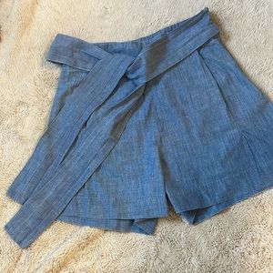 Jcrew tie waisted denim color high waisted shorts
